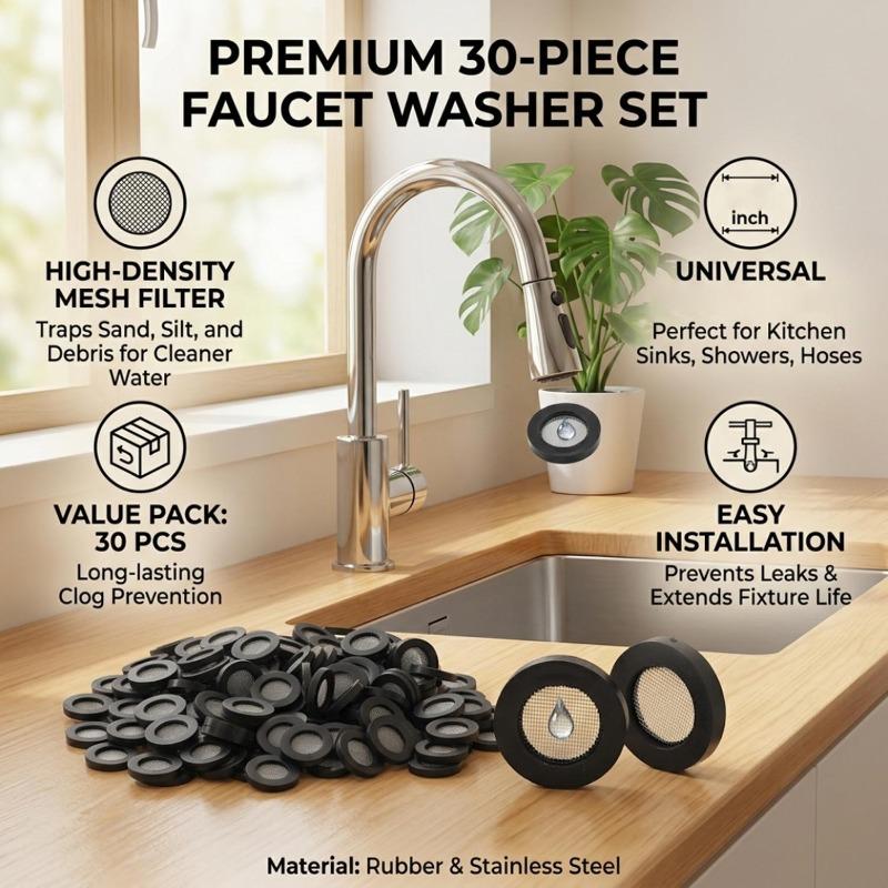 Rubber Faucet Washers Leak Proof Shower Hose Gasket Water Tap Filter Mesh Seal Ring with Net Faucet Grommet Plumbing Repair Set