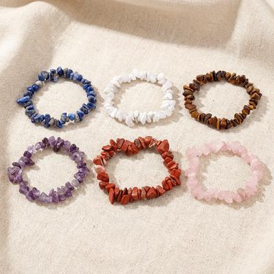 Elegant Natural Stone Bracelet Tiger Eye Amethyst Crystal Bracelet Irregular Chips Hematite Gemstone Jewelry Healing Jewelry