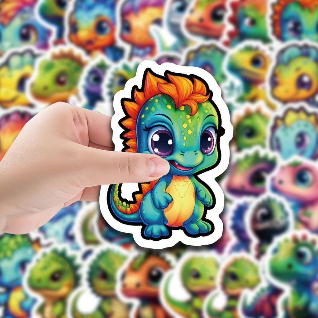 50 Cute Little Dinosaur Boy Children Cartoon Stickers Pencil Case Mobile Phone Computer DIY Waterproof Decorative Stickers