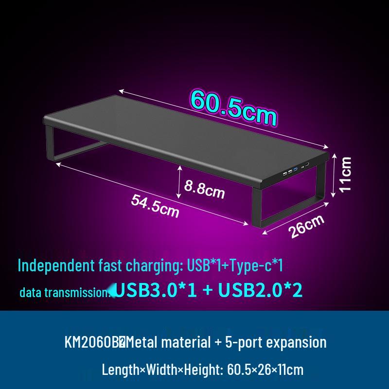 Multifunctional Monitor Riser with USB Ports and LED Lighting