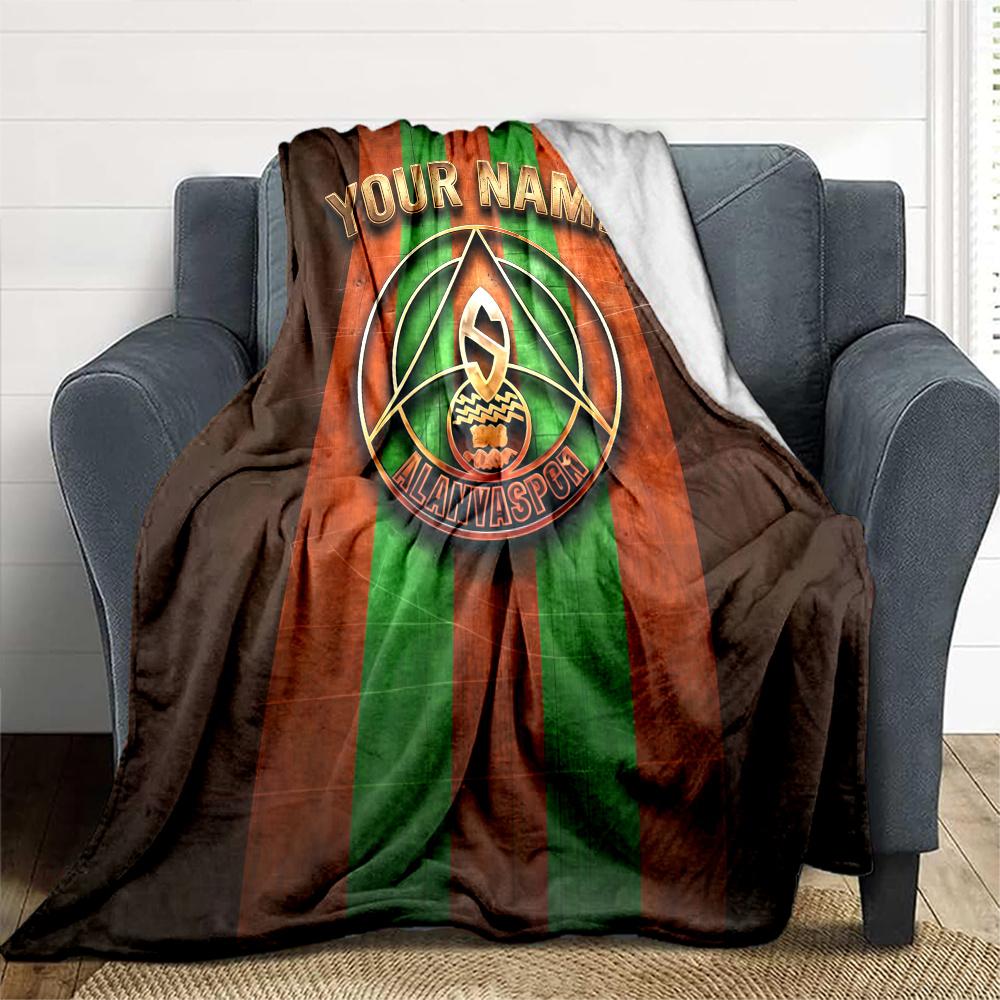 1PC Alanyaspor Custom Name Patterned Flannel Blanket Suitable For All Seasons For Home Decor Warmth And Comfort Gifts Holiday Present