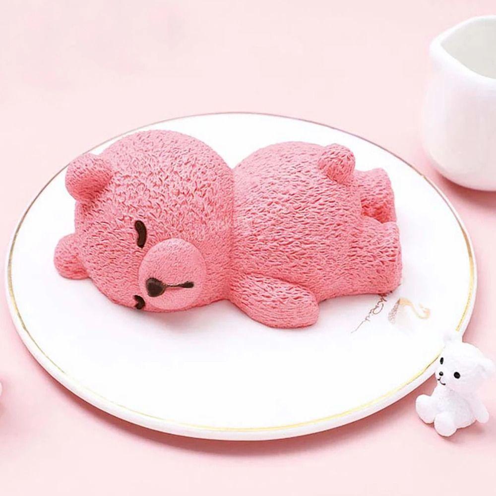 Dessert Tool Cake Mold Sleeping Bear Mold Food Grade Baking Tool Pudding Mold Cute 3D Candle Mould DIY