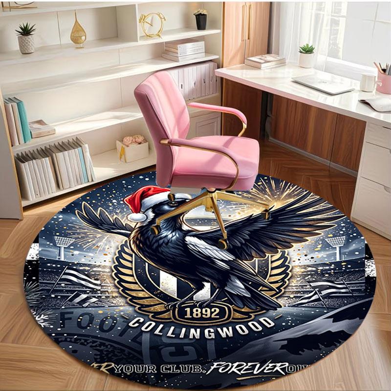Collingwood Football Print Round Rug, Washable Floor Carpet, For Entryway Dorm Laundry Room Office Study, Home Decor Birthday Christmas Gift