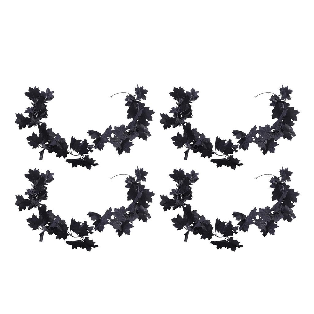4pcs Fall Maple Leaf Garland Hanging Black Fall Leaves Vine Artificial Autumn Garland Decor for Home Party