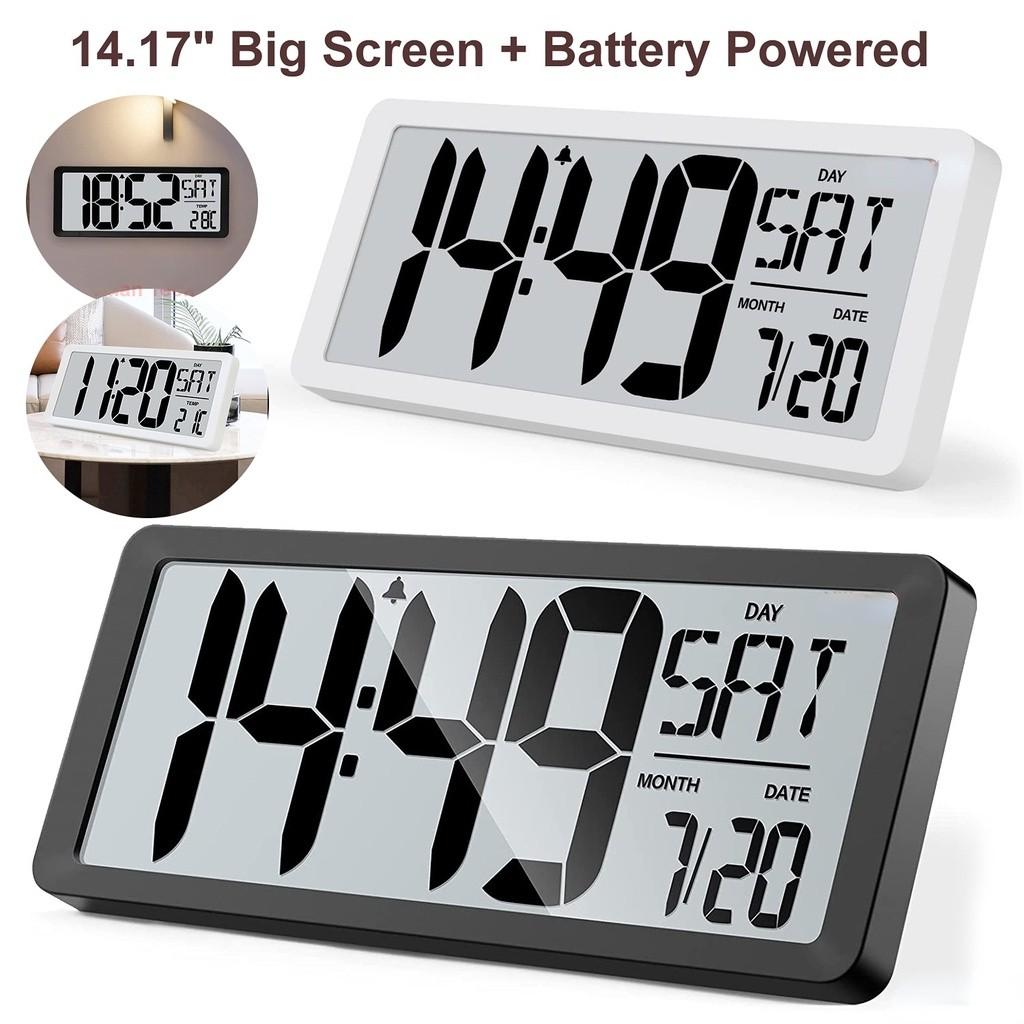 12/24H Desktop Day Electronic Alarm Clock Large Digital Wall Clock Battery Operated Alarm Clock Living Room Office Decor