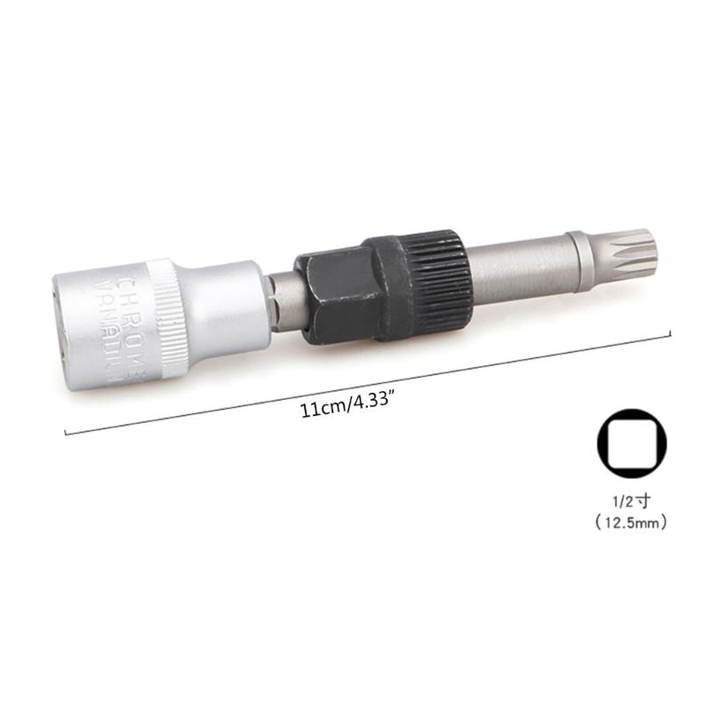 M10 Alternator Pulley Socket Drill Bit with 33 Teeth Tool Alternator Pulley Center Bolt Remover Socket Wrench Tool