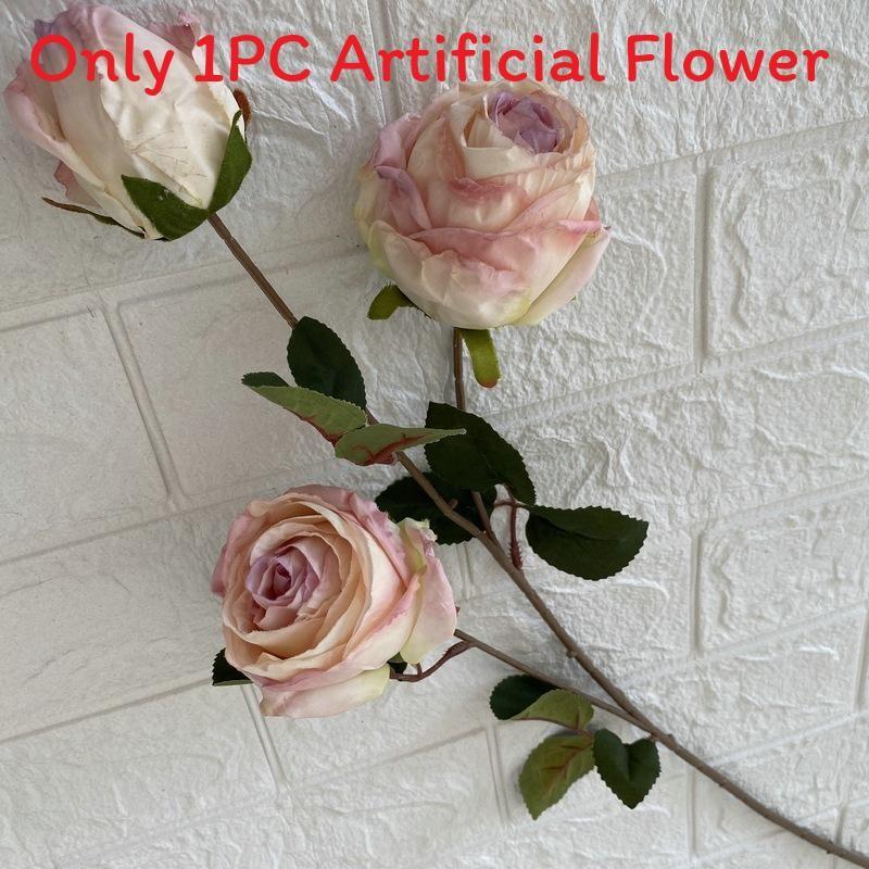 3head Long Branch Rose Artificial Flowers For Wedding Decor And Home Decorations