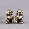 Chinese Brass Lion Feng Shui Ornament 1 Pair Lucky Decor for Home Desktop Office Tea Table Gift Collection
