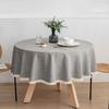 Round Faux Linen Tablecloth With Lace Trim Waterproof Oil And Stain Resistant For Banquets And Parties