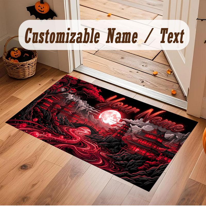 Space Cosmic Theme Crystal Velvet Floor Rug Personalized Custom Name Text Warm Carpet Home Decoration