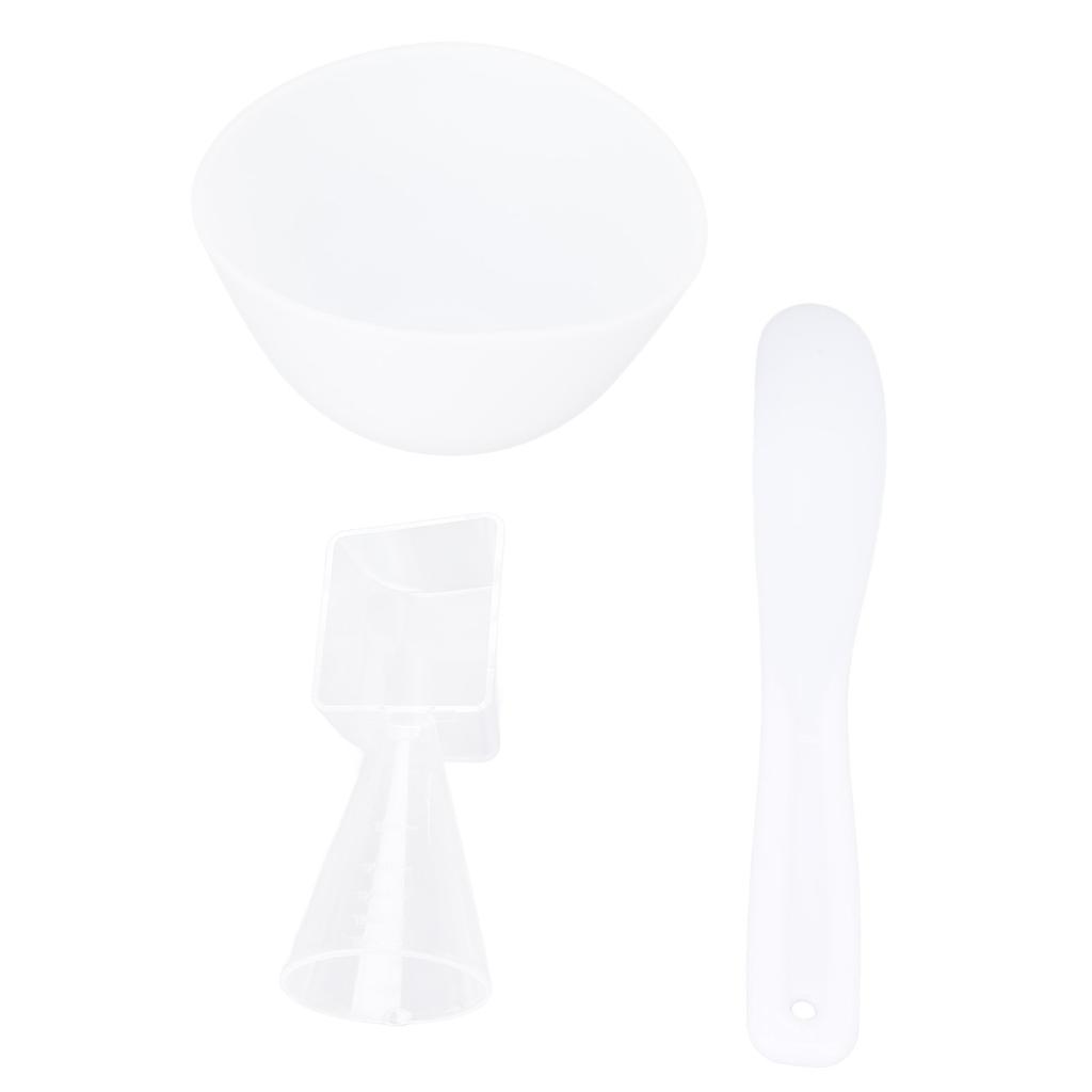 3pcs Face Mask Bowl Spatula Set Measuring Spoon Soft Silicone Washable Reusable Skin Care Clay Mask