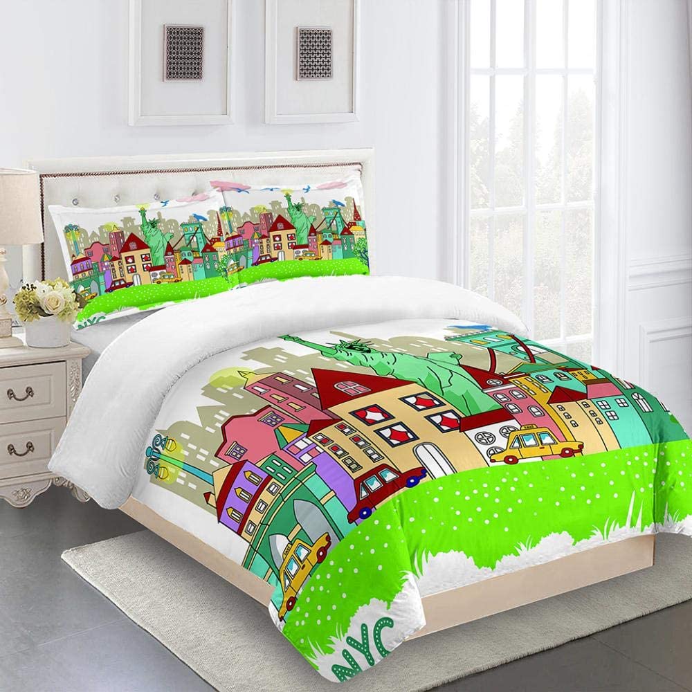 Full Double Bed Collection Cartoon Architecture House Duvet Cover 3D Quilt Cover Comforter Covers For Single Double Queen King Bed Size