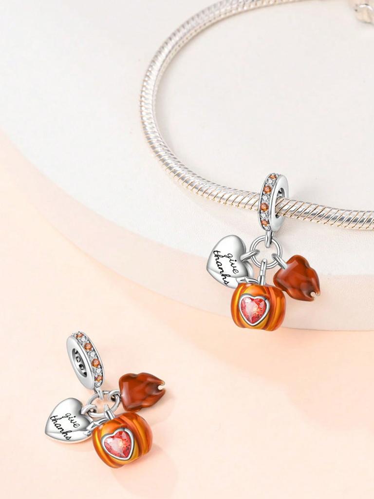 Charms Plata Autumn Pumpkin Ginkgo Mushrooms Beads Copper Plated Fit Copperoriginal Bracelet For Jewelry Making Diy Charm