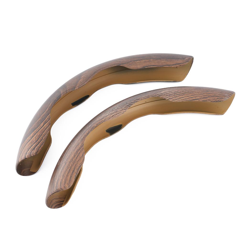 2pcs Car Steering Wheel Cover Plastic Wood Grain Anti-Slip Grip Trim Car Accessories Protector Covers 37-38Cm Universal