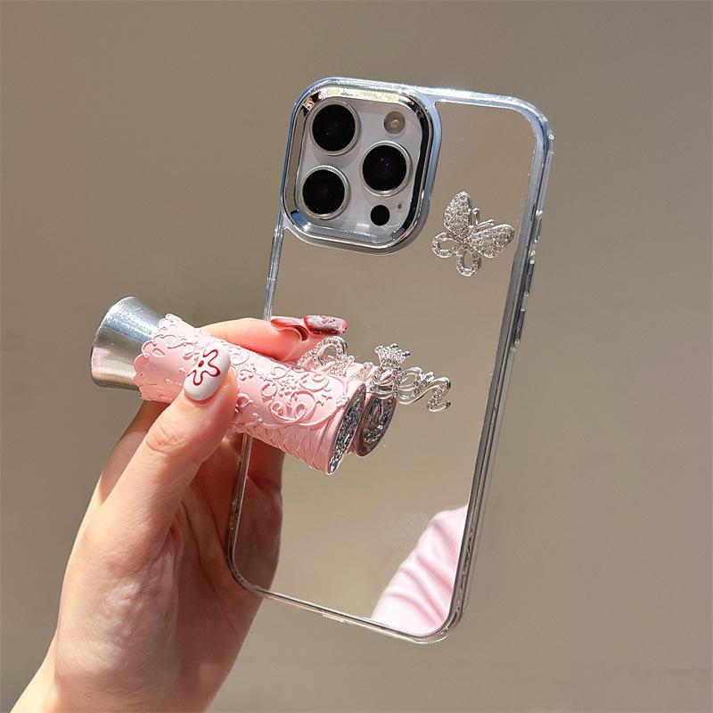 Creative Mirror Mobile Phone Case, High-End Sense, Suitable For Iphone17Pro Rhinestone Letter Butterfly Apple 16 Protective Case.