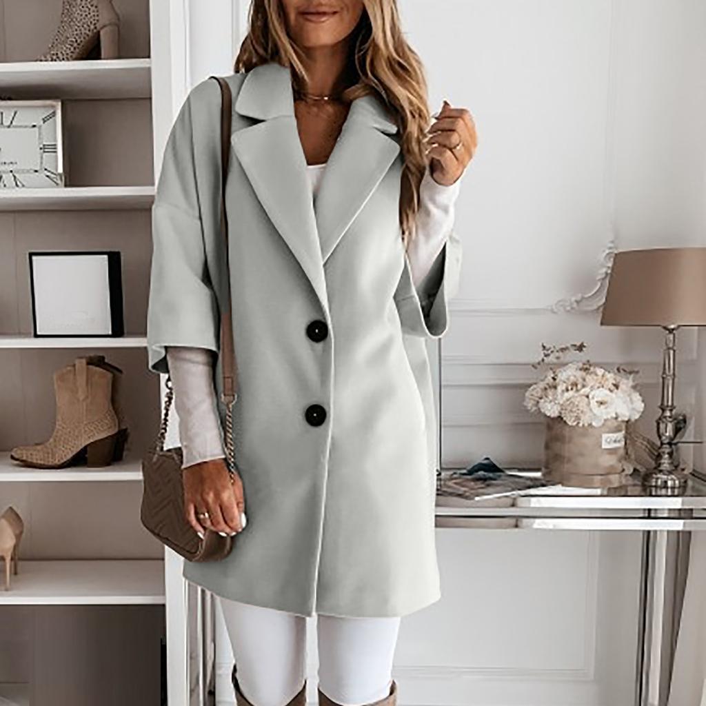 Frau Künstliche Wolle Elegante Mischung Mantel Schlanke Weibliche Lange Mantel Oberbekleidung Jacke