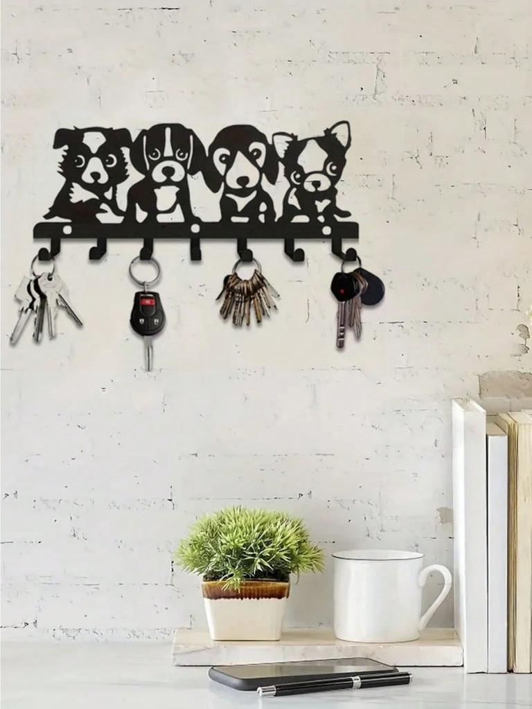 1-2pcs Black Iron Dog Wall Hook, Cute Animal Hanger for Home Decor, Keys & Towels, Dog Lover Gift
