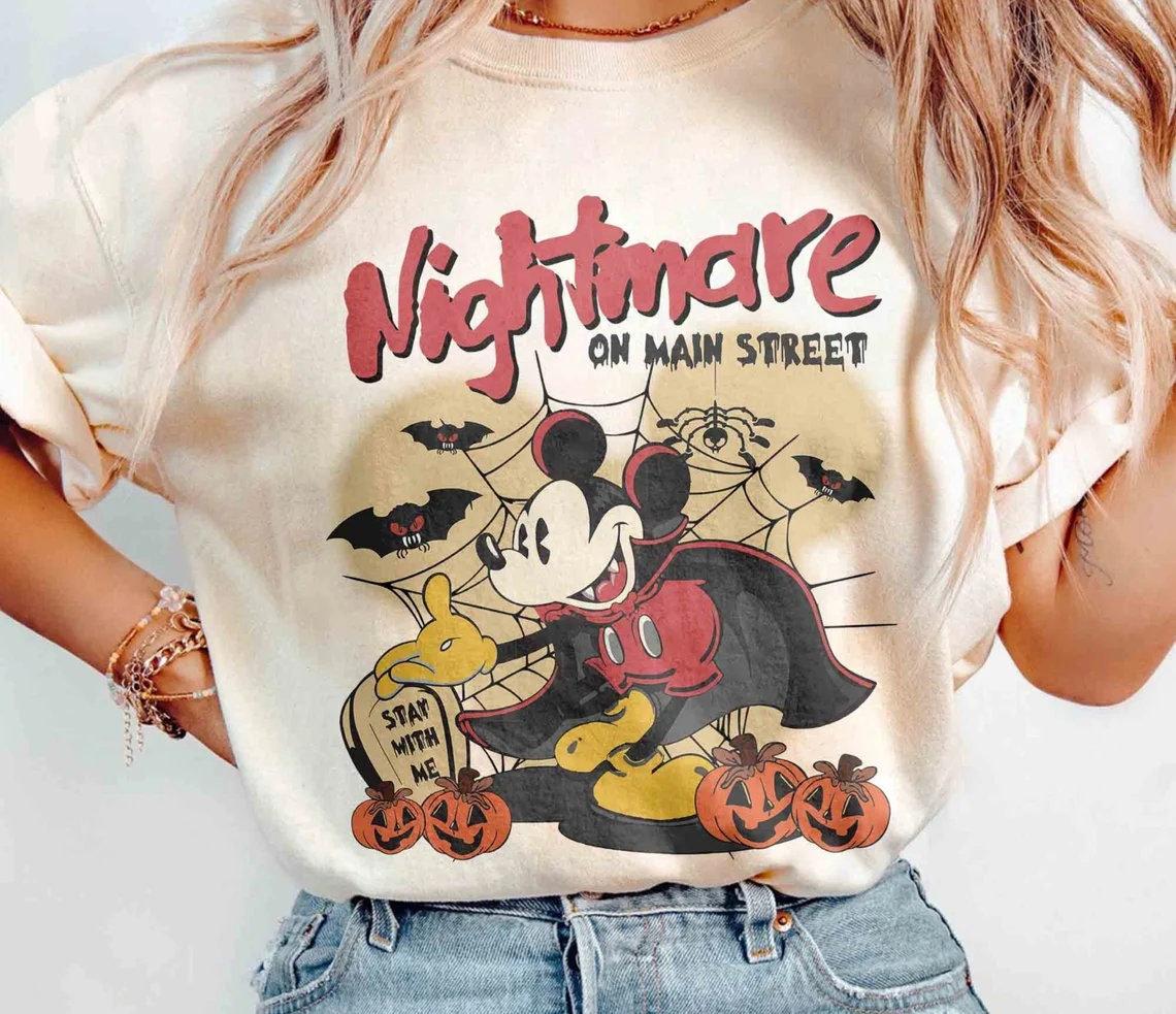 Vintage Retro Mickey Halloween Shirt Disney Halloween 2025 Shirt Halloween Party Shirt Disneyland Shirt Spooky Season Shirt S