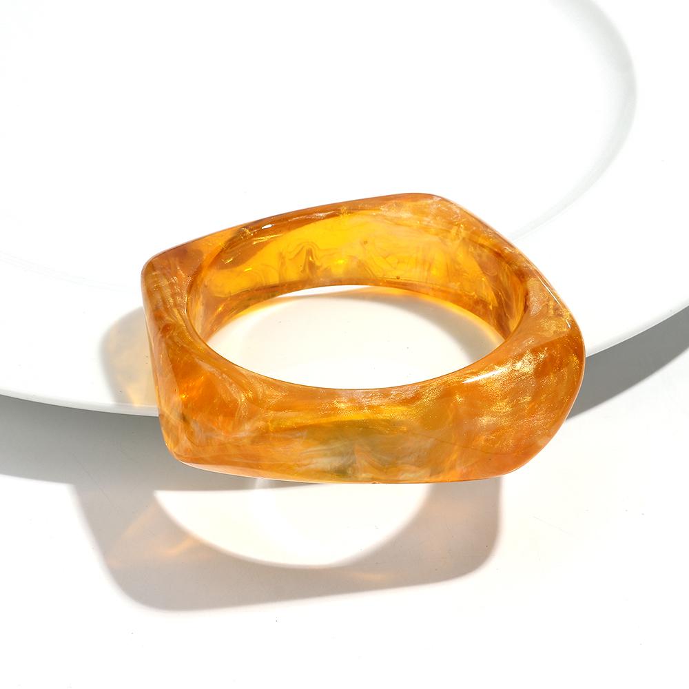 Exaggerated Big Irregular Square Acrylic Bangle for Women Pearlescent Colorful Resin Geometric Cuff Bracelet Trendy Jewelry Gift
