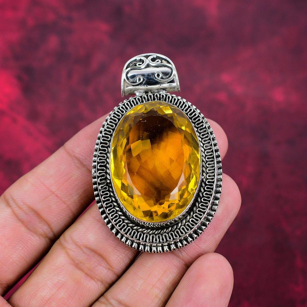 Citrin Schmuck, 925 Sterling Silber Edelstein Schmuck, handgefertigter Anhänger, zum Gedenken