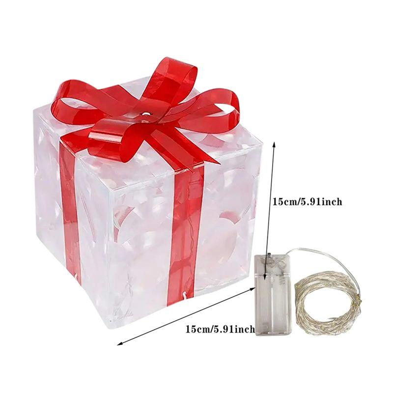 AEE4-Christmas Light Gift Box LED Light Christmas Box Decorations Christmas Tree Home Lawn Decorations