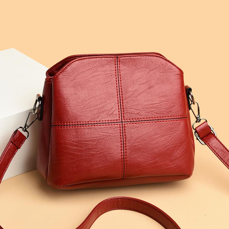 New women's bag fashion bucket bag multi-layer middle-aged mother bag soft leather women's shoulder bag messenger bag