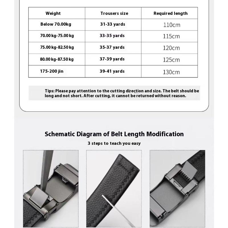 Carved Alloy Buckle Automatic Buckle Trouser Belt Genuine Leather Men's Belt Casual All-match Belt