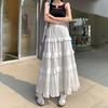 High-waisted A-line Long Skirt, White Skirt, Summer Lace Versatile Gentle Style Cake Umbrella Skirt