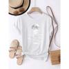 Pattern The Bright Moon Rises Over The Sea Printed Unisexs and Unisexs New Summer Cotton Loose Casual Round Neck Tshirt