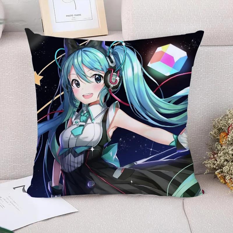 Car Decoration M-Miku Cushion Cover  Couple Pillow Pillowcases  Decorative Pillows Covers Fall Decor Pilow Cases Sofa