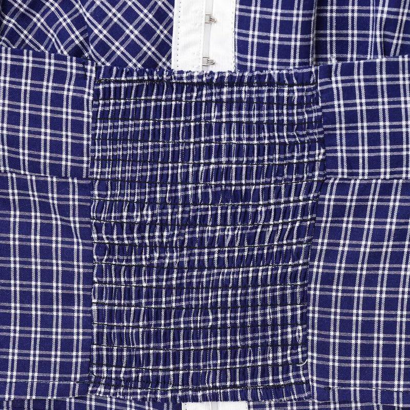 Kaslead New Women Clothes Western Style Fashion Gyaru Hanging Neck Lapel Plaid Short Top