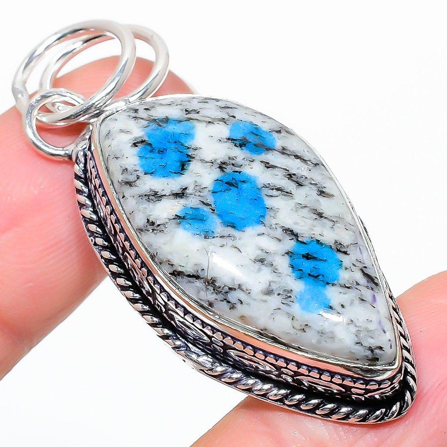 

Natural K2 Blue Azurite Gemstone 925 Sterling Silver Gift Pendant 1.97 r9L08