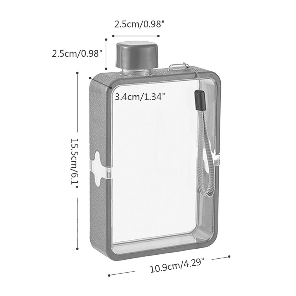 Reusable Slim Flat Water Bottle Portable Summer Plastic Cup Spill Proof Leak Proof Clear Drinks Kettle BPA Free