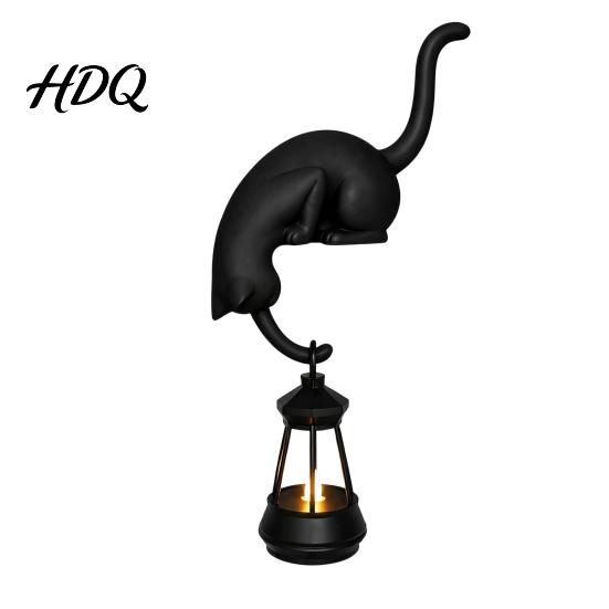 Ornamenti Creativi per l'Ingresso Gatto Appeso Stampato 3D con Lanterna Decorazione per Scaffale Carino Gatto Che Sbircia Tavolo Decorazione da Tavolo Fatta a Mano Statua da Bordo Gancio