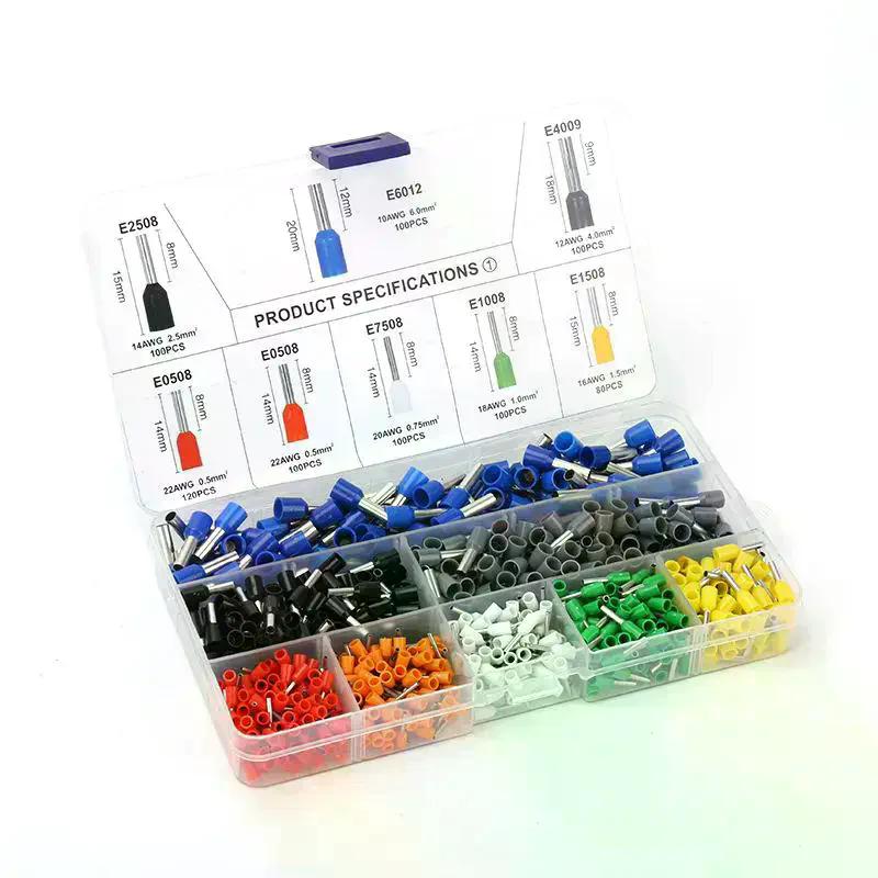 450/700/1250Pcs Insulated Cord Pin End Terminal Electrical Crimper Tubular Terminal Block Connector Wire Terminal Kit