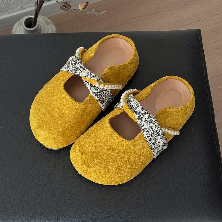 Thick-soled Inner Height Increase, One Pedal, Boken Shoes, Mary Jane Bag Head Half Slippers, Women's Spring and Summer Outer Wear 2025 New Models