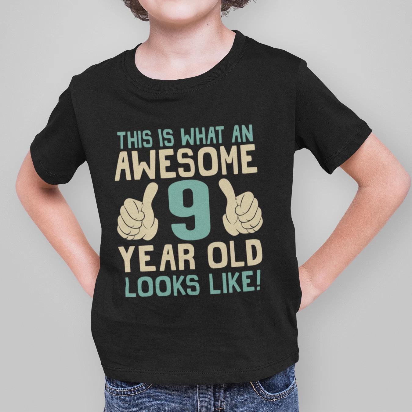 Boys 9th Birthday T-Shirt Kids Cotton Awesome 9 Year Old GIFT Childrens 140