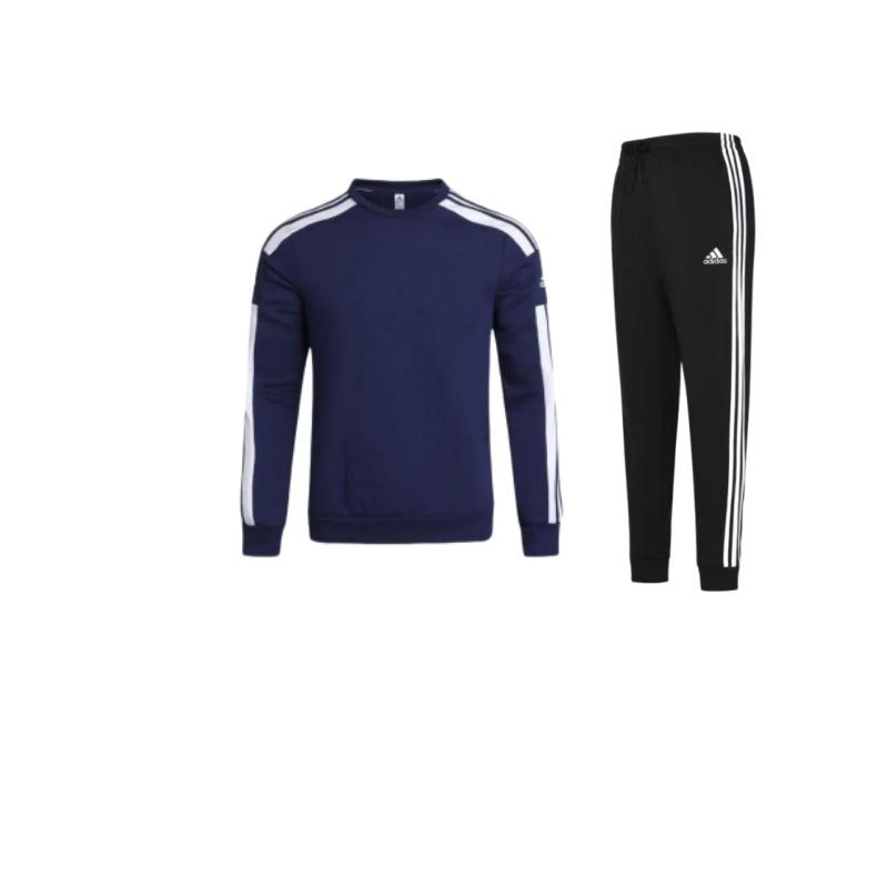 

Adidas Striped Pullover Long Sleeve Sweatshirt Mid Waist Cuffed Pants Casual Sports Set Unisex Set GK8831+GT6639 M