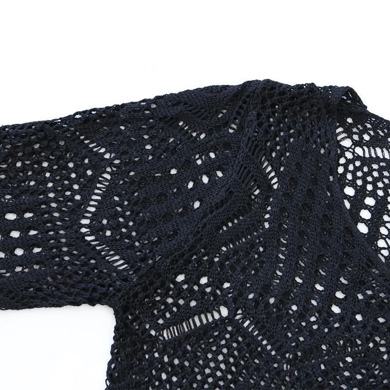 Women's Hollow Out Lace Knit Beach Cover-up Round Neck Sexy Dress