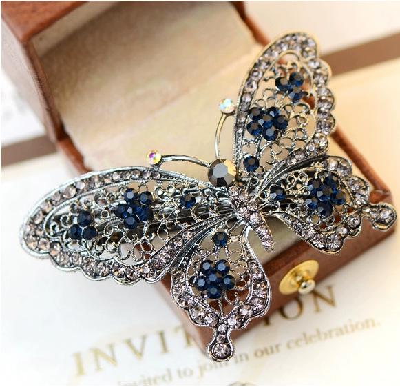 

Ретро-заколка-бабочка со стразами - высококачественный корейский аксессуар для волос из сплава