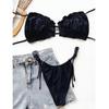 Sexy Ruffle Frill Bikini Solid Swimwear Women Swimsuit Female Bikini Set Bathing Suit Beachwear Swim Lady Bathers