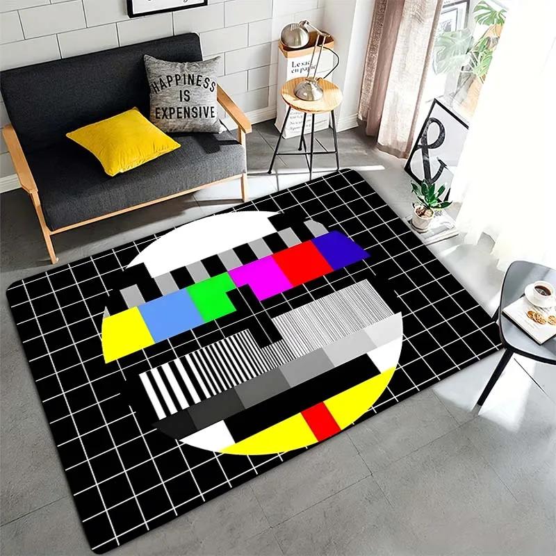 

No Signal TV Test Pattern Area Rug Available Non-Slip Carpet for Living Room Bedroom Bedside Floor Mat Home Decor 60x90cm(23x35in)