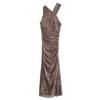 Fashion Style 2024 Autumn New Women's Clothing Animal Pattern Print Silk Net Mid Length Long Length Dress 5039259