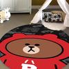Popular Line Friends Pattern Circular Rug Kids Bedroom Flannel Carpet  Playroom Anti-Skid Floor Mat Decor