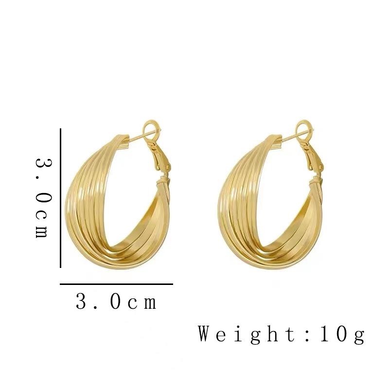 Elegant Metal Hoop Earrings Woman Vintage Geometric Chunky Round Retro Statement Earrings Jewelry Brincos Gift