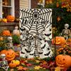 30*45cm Halloween Garden Flag, Double Sided Linen Bow Decor, Digital Printed Yard Banner for Patio Lawn Decoration