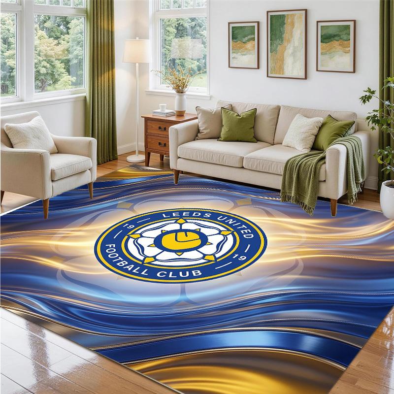 Leeds United Football Design Crystal Velvet Rug Soft Decorative Mat for Bedroom Entrance