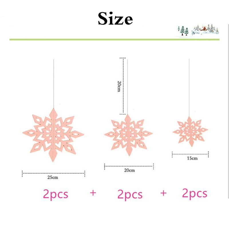6pcs Card Paper 3D Hollow Snowflake Hanging Ornaments Decoration for Christmas Party