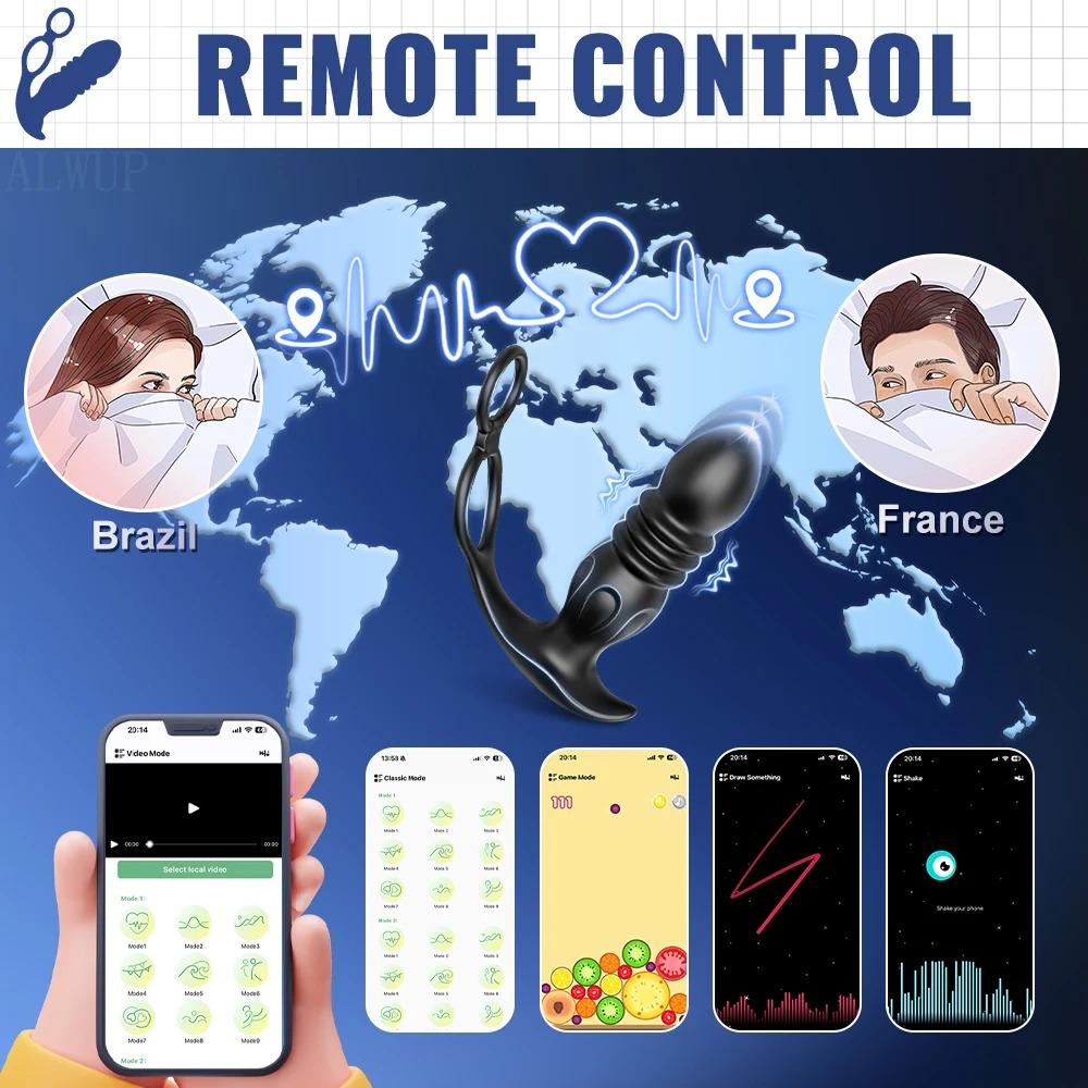 Vibrator Prostatic cu Control prin Aplicație & Dop Anal Telescopic - Jucărie Sexuală Anală Vibratoare pentru Bărbați & Femei, Dispozitiv de Plăcere Extensibil