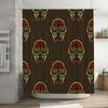 Vintage Tribal Mask Shower Curtain Waterproof Home Decor Bathroom Liner Dark Green Red Yellow Black Colorful Design 69x72 Inch